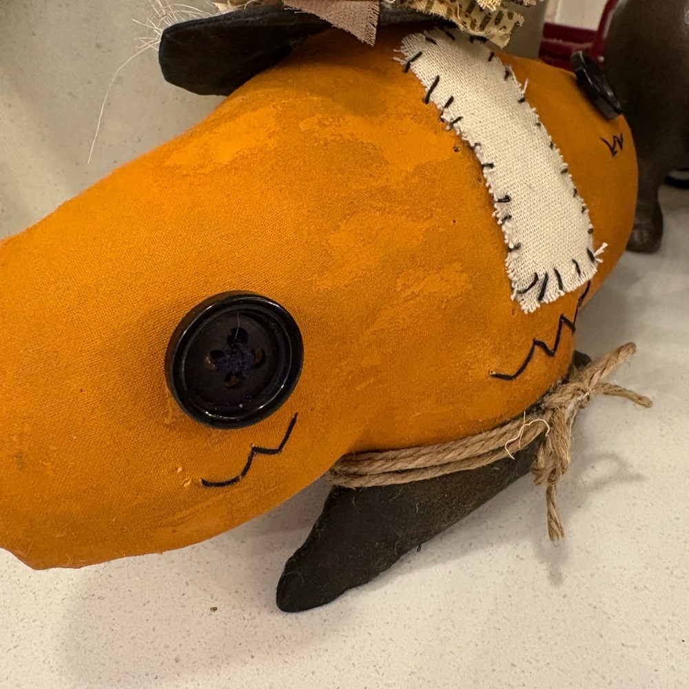 Handmade Primitive Orange Pumpkin Decor - Picture 5 of 6